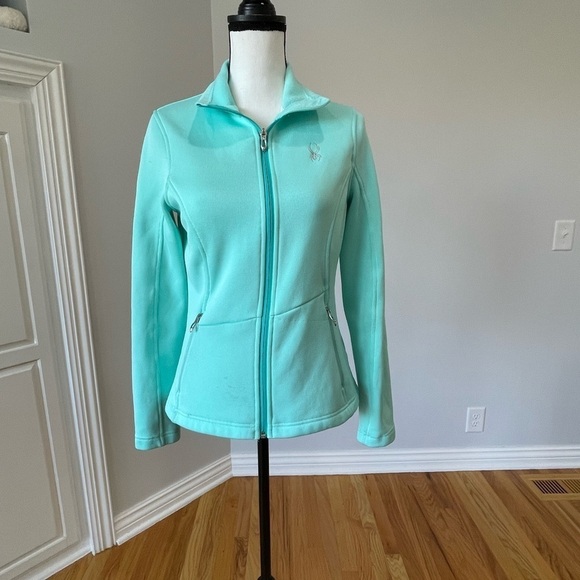 Spyder Core teal mint green medium zippered jacket ski wear layer snow - Picture 16 of 16